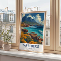 Cape Town Poster - South Africa Travel Art - Mountain Ocean Beach Home Decor
