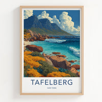 Cape Town Poster - South Africa Travel Art - Mountain Ocean Beach Home Decor