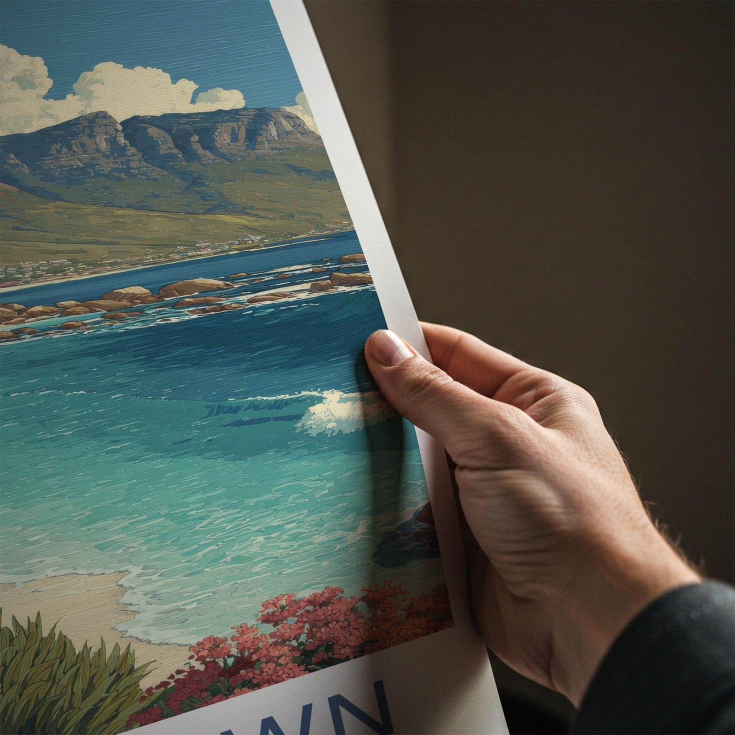 Cape Town Poster - South Africa Travel Art - Vibrant Beach Scene Wall Decor