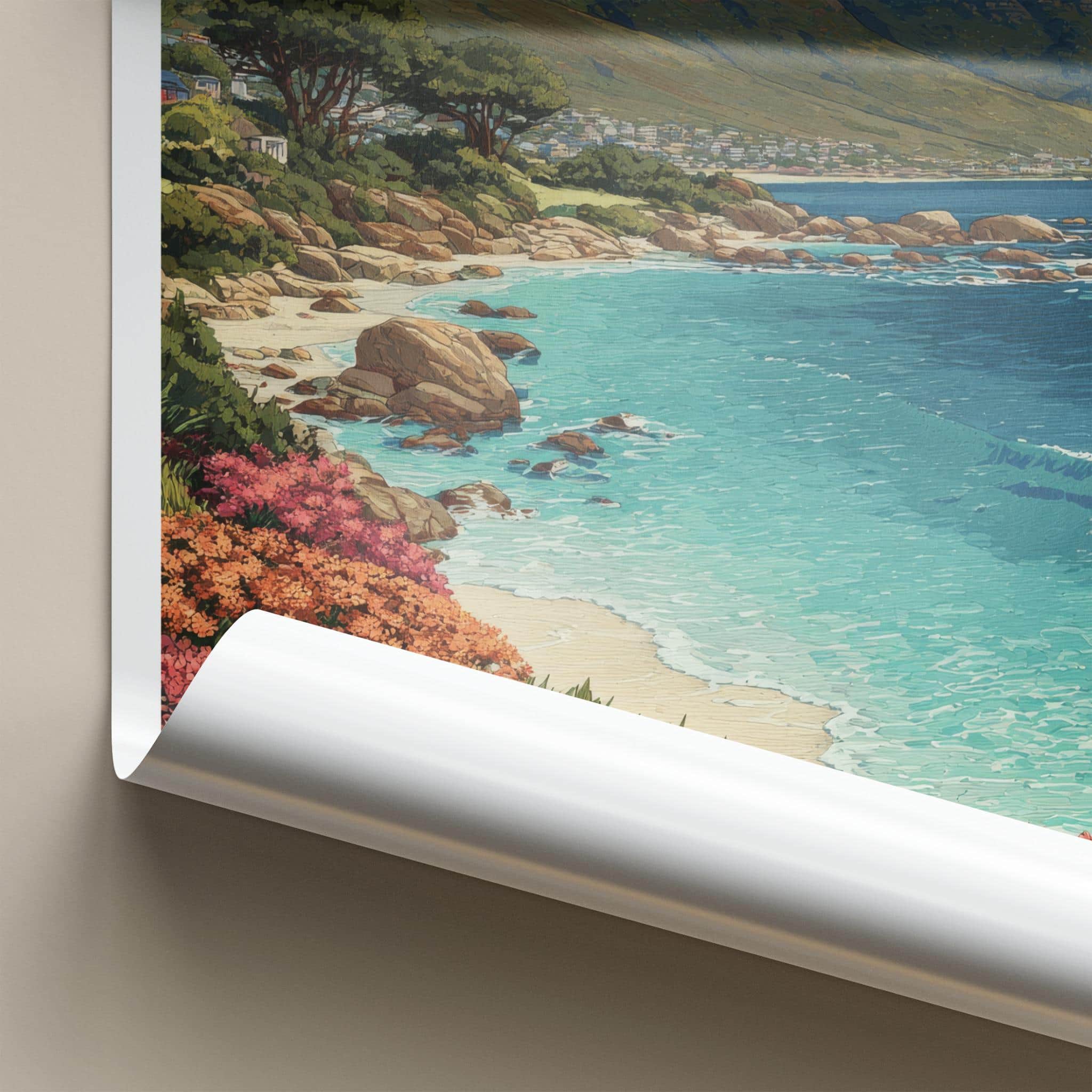 Cape Town Poster - South Africa Travel Art - Vibrant Beach Scene Wall Decor