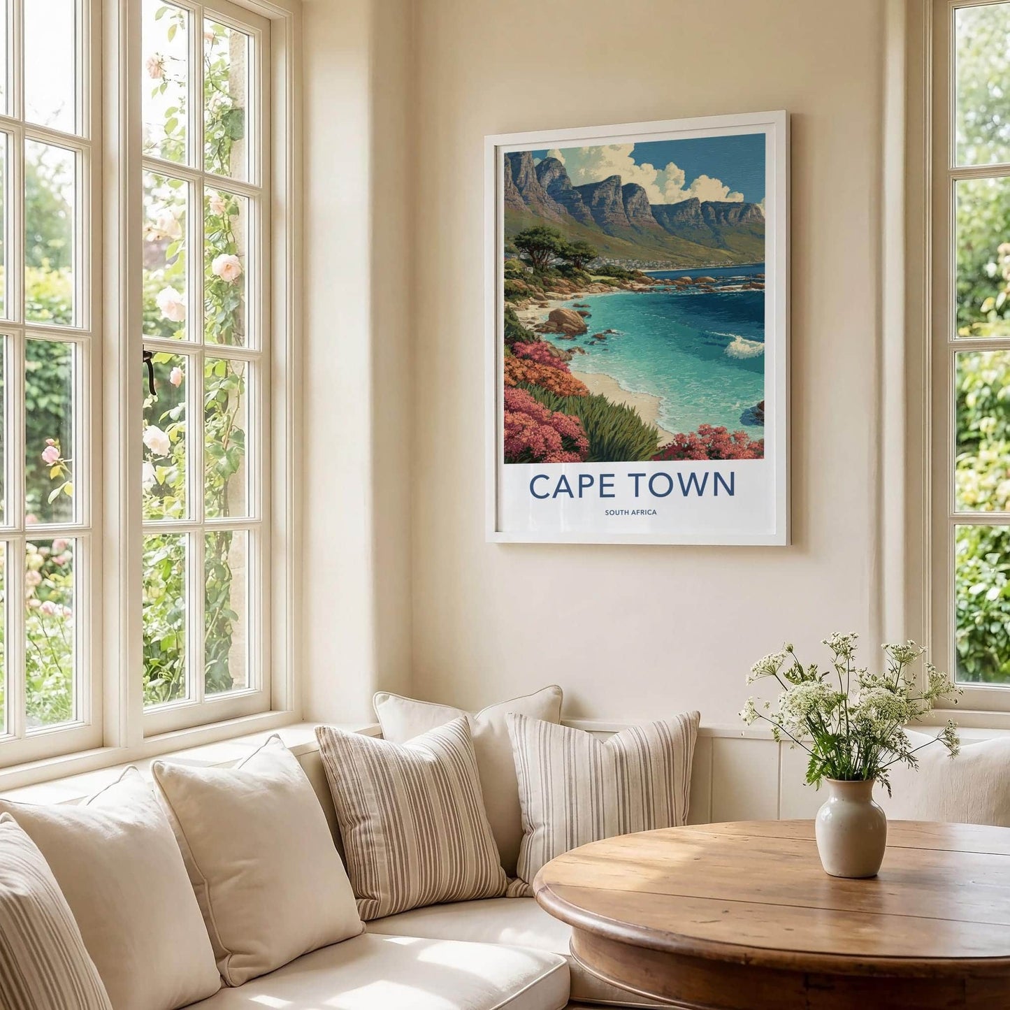 Cape Town Poster - South Africa Travel Art - Vibrant Beach Scene Wall Decor