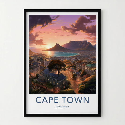 Cape Town Poster - South Africa Travel Art - Vibrant City Sunset Home Decor