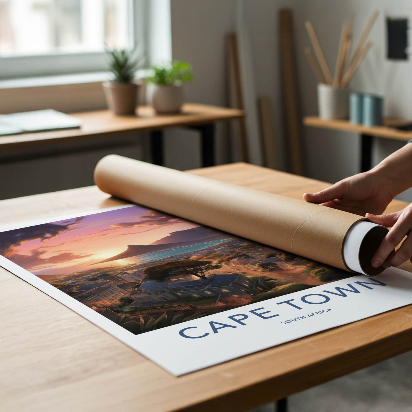 Cape Town Poster - South Africa Travel Art - Vibrant City Sunset Home Decor