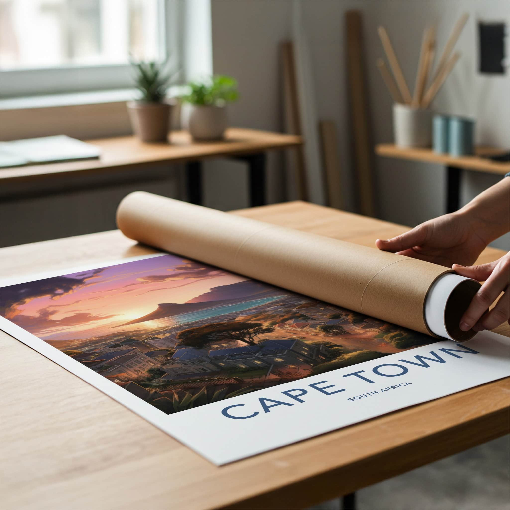 Cape Town Poster - South Africa Travel Art - Vibrant City Sunset Home Decor