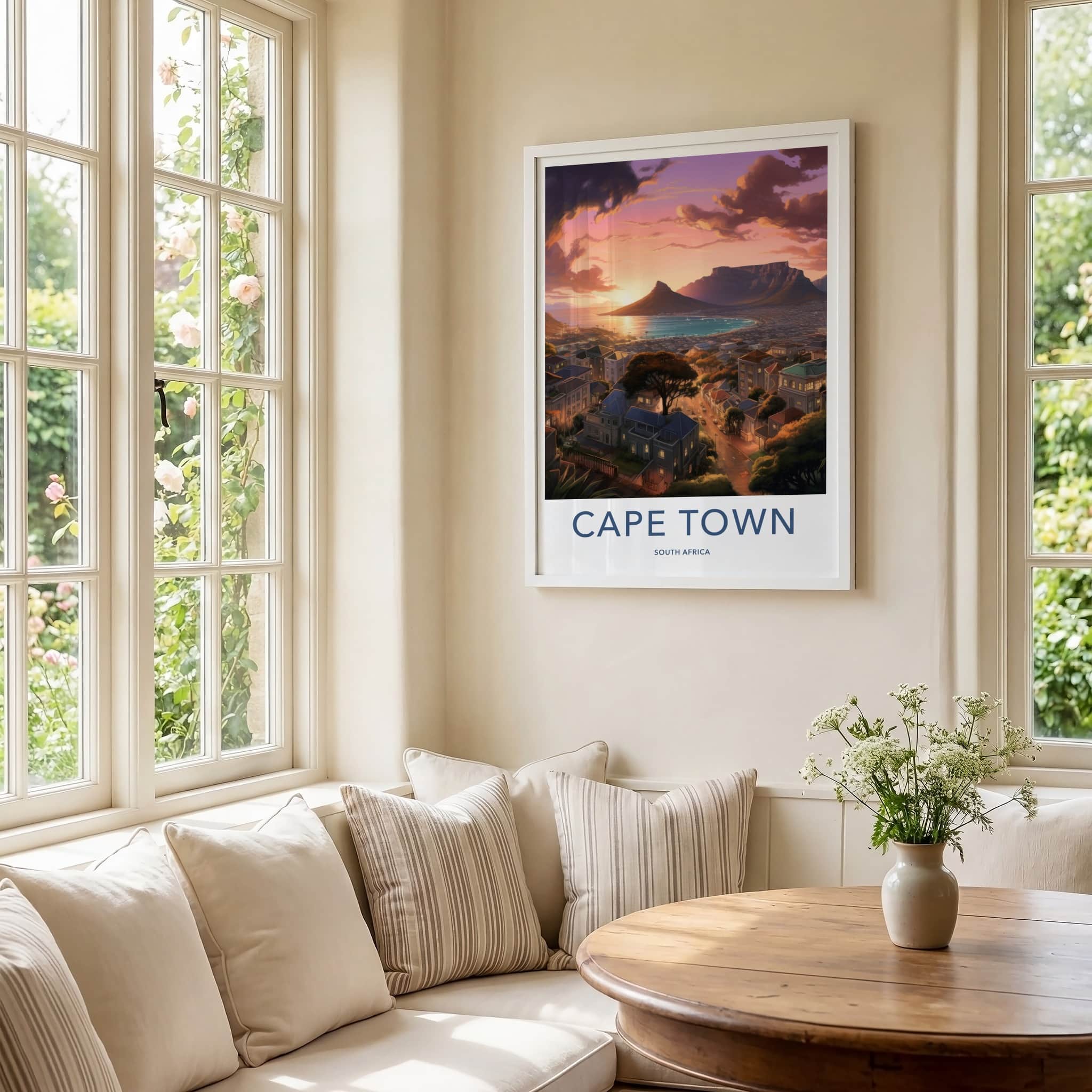 Cape Town Poster - South Africa Travel Art - Vibrant City Sunset Home Decor