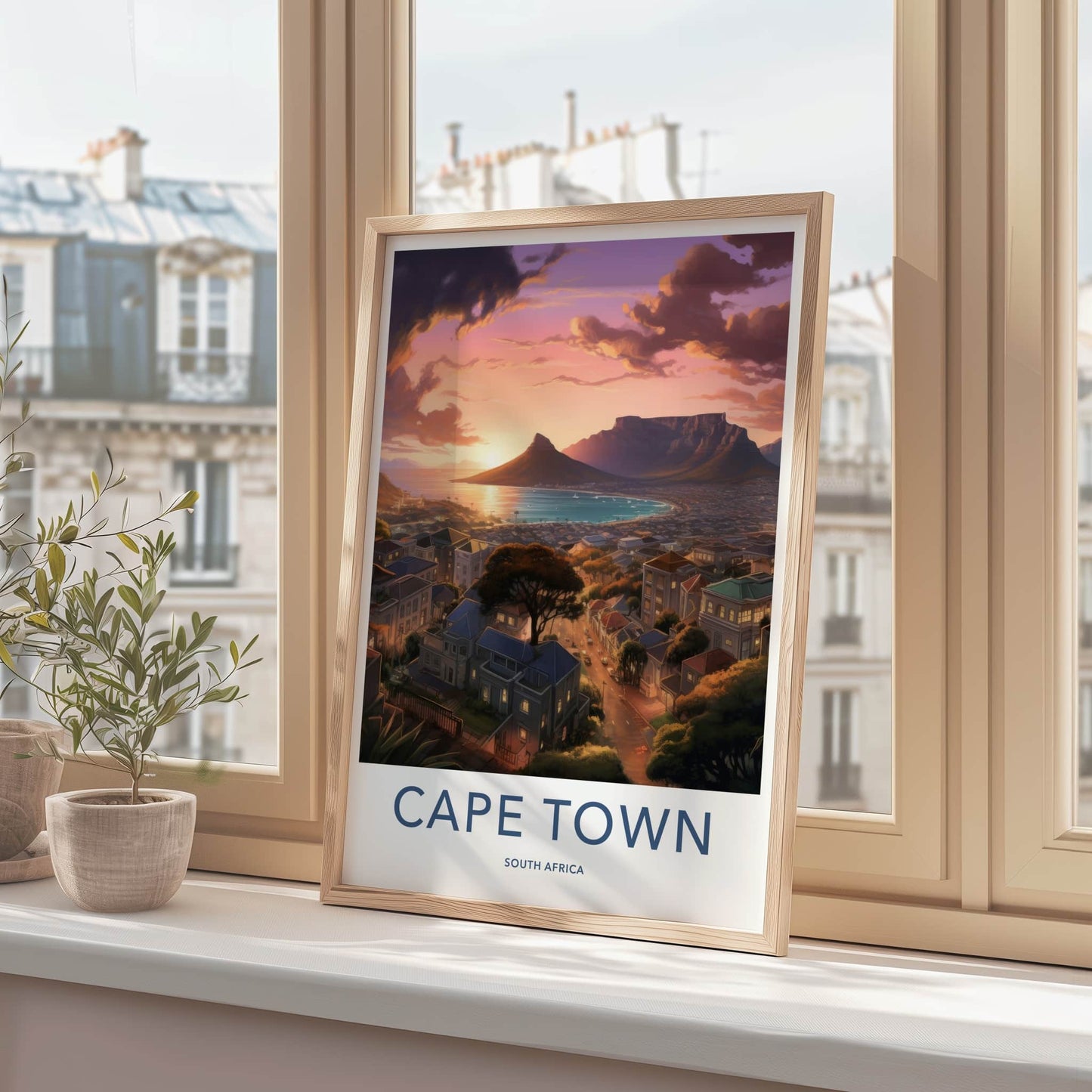 Cape Town Poster - South Africa Travel Art - Vibrant City Sunset Home Decor