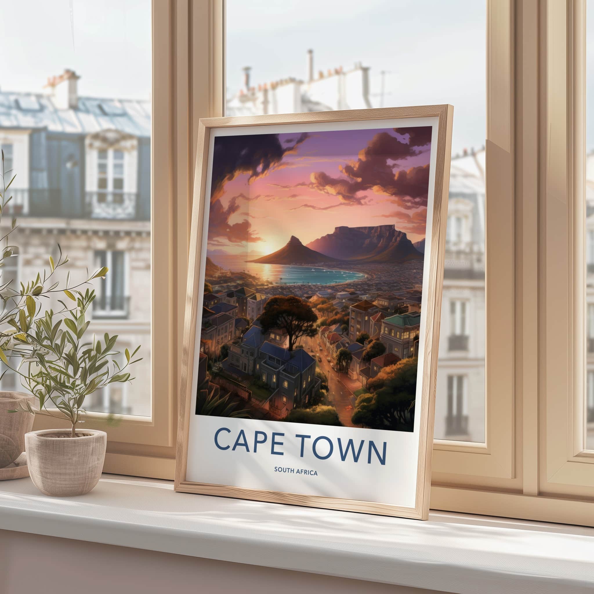 Cape Town Poster - South Africa Travel Art - Vibrant City Sunset Home Decor
