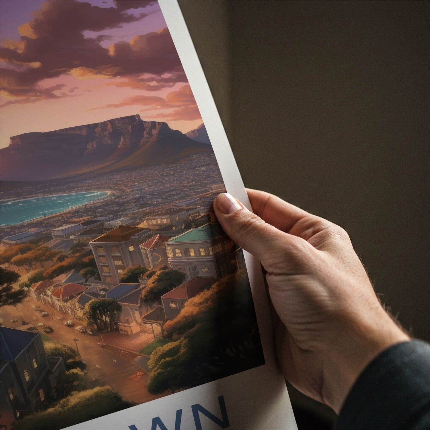 Cape Town Poster - South Africa Travel Art - Vibrant City Sunset Home Decor
