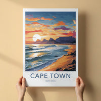 Cape Town Poster - South Africa Travel Art - Vibrant Ocean Sunset Home Decor