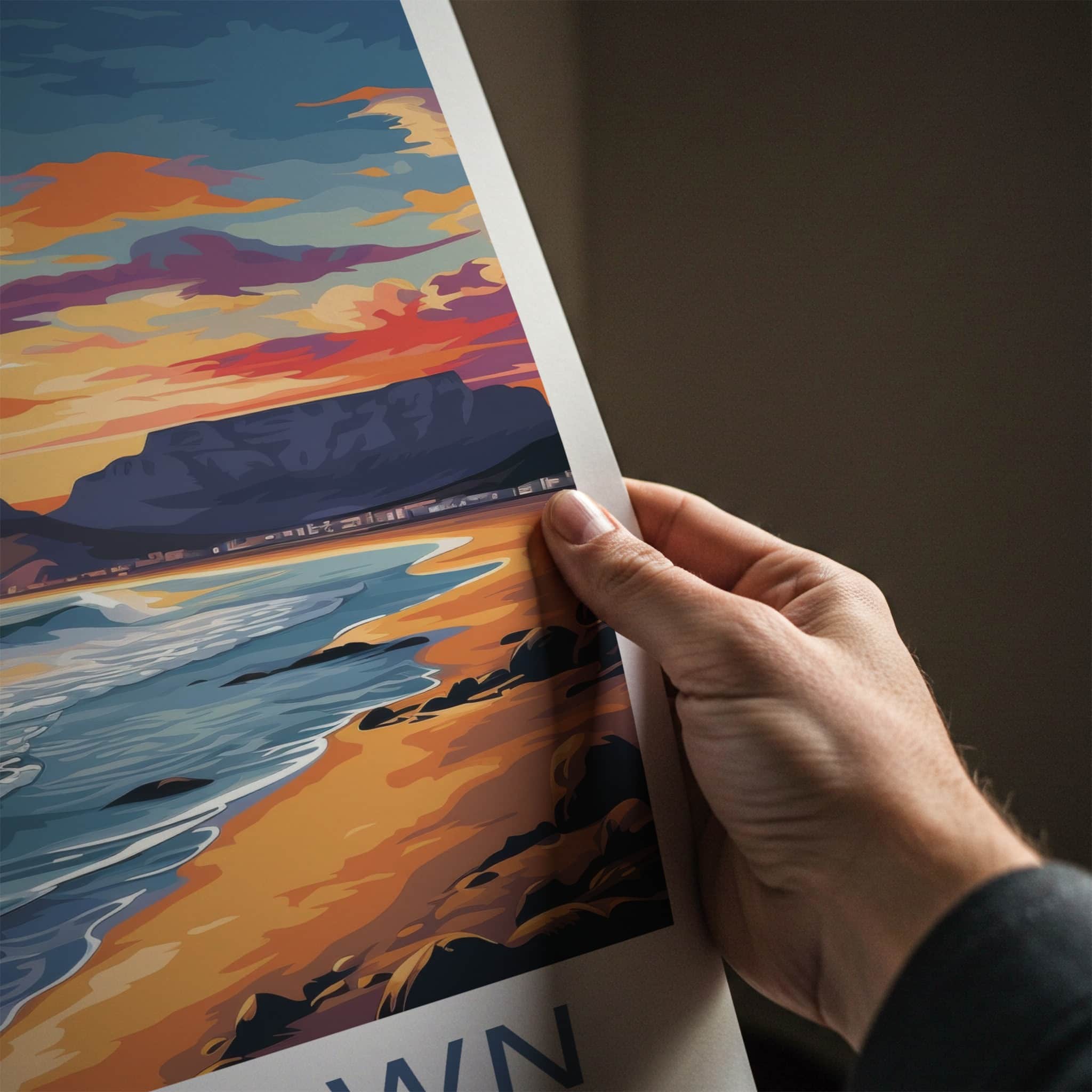 Cape Town Poster - South Africa Travel Art - Vibrant Ocean Sunset Home Decor