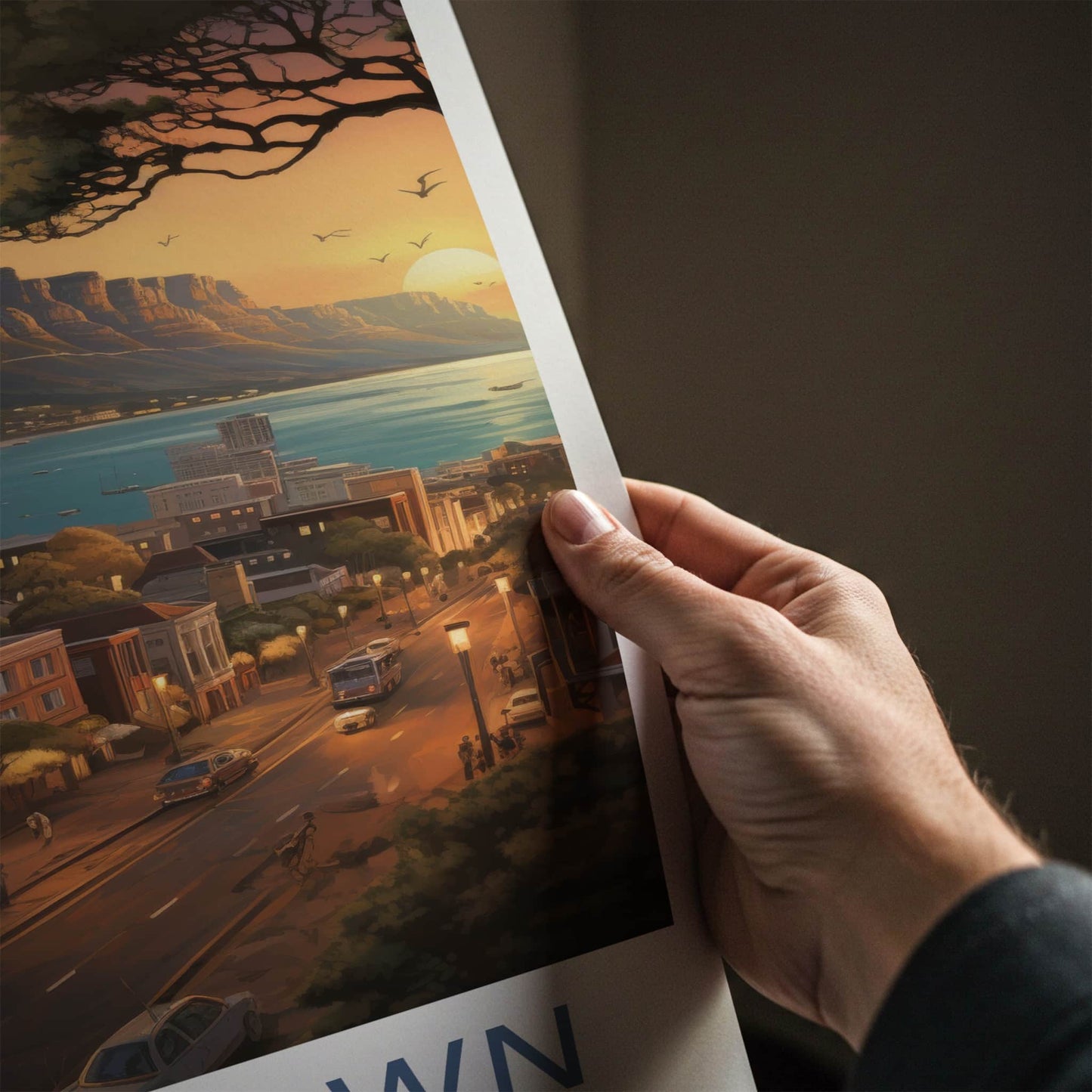 Cape Town Poster - South Africa Travel Print - City Bay Sunset Home Decor