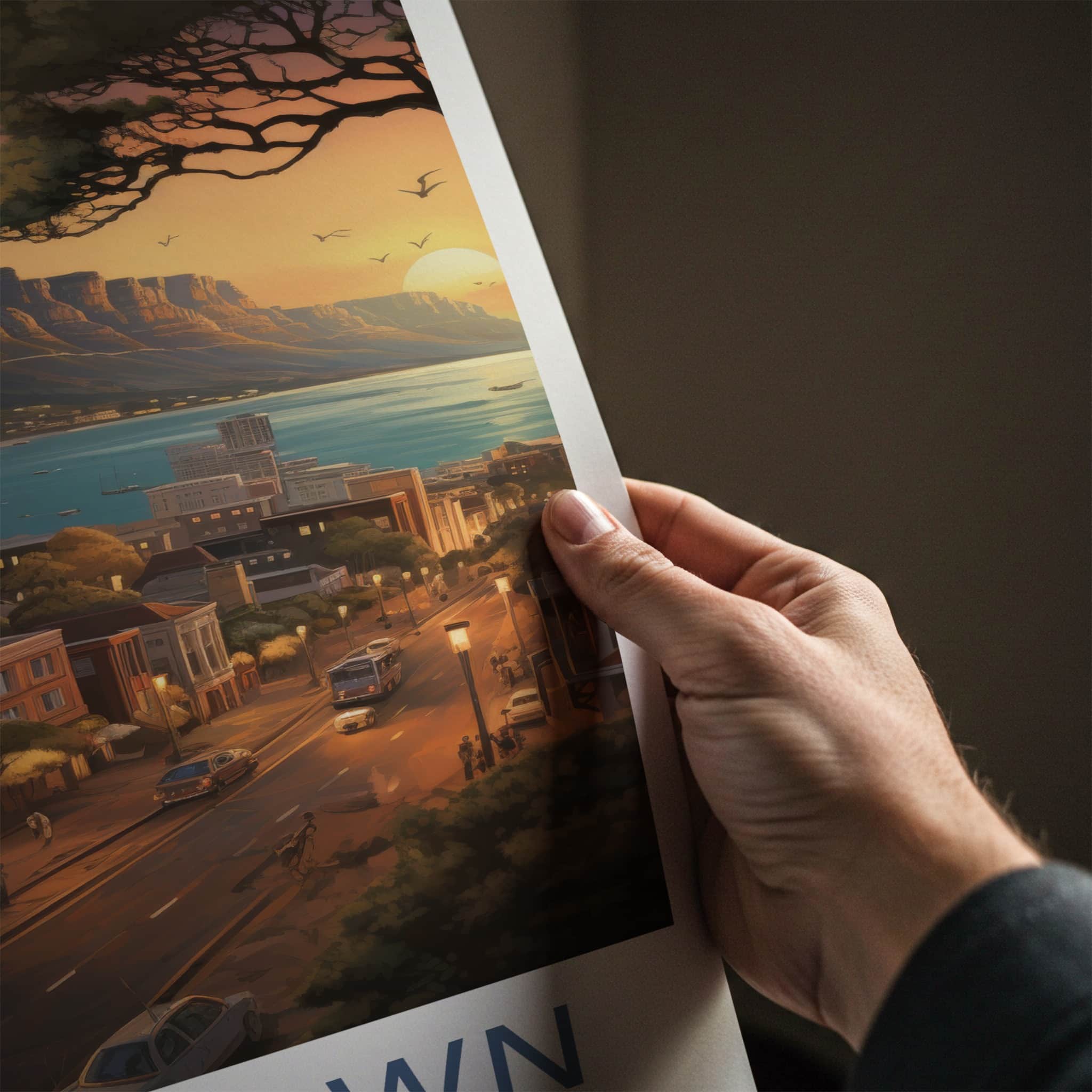 Cape Town Poster - South Africa Travel Print - City Bay Sunset Home Decor
