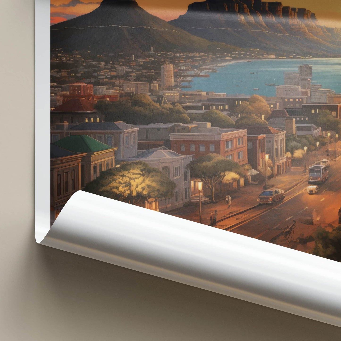 Cape Town Poster - South Africa Travel Print - City Bay Sunset Home Decor