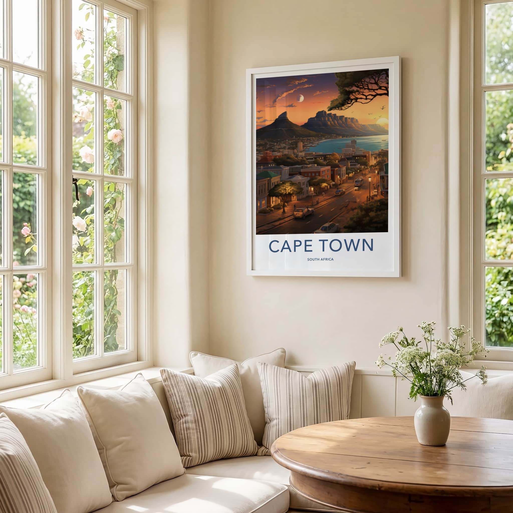 Cape Town Poster - South Africa Travel Print - City Bay Sunset Home Decor