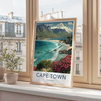 Cape Town Poster - South Africa Travel Print - Vibrant Floral Coast Wall Decor