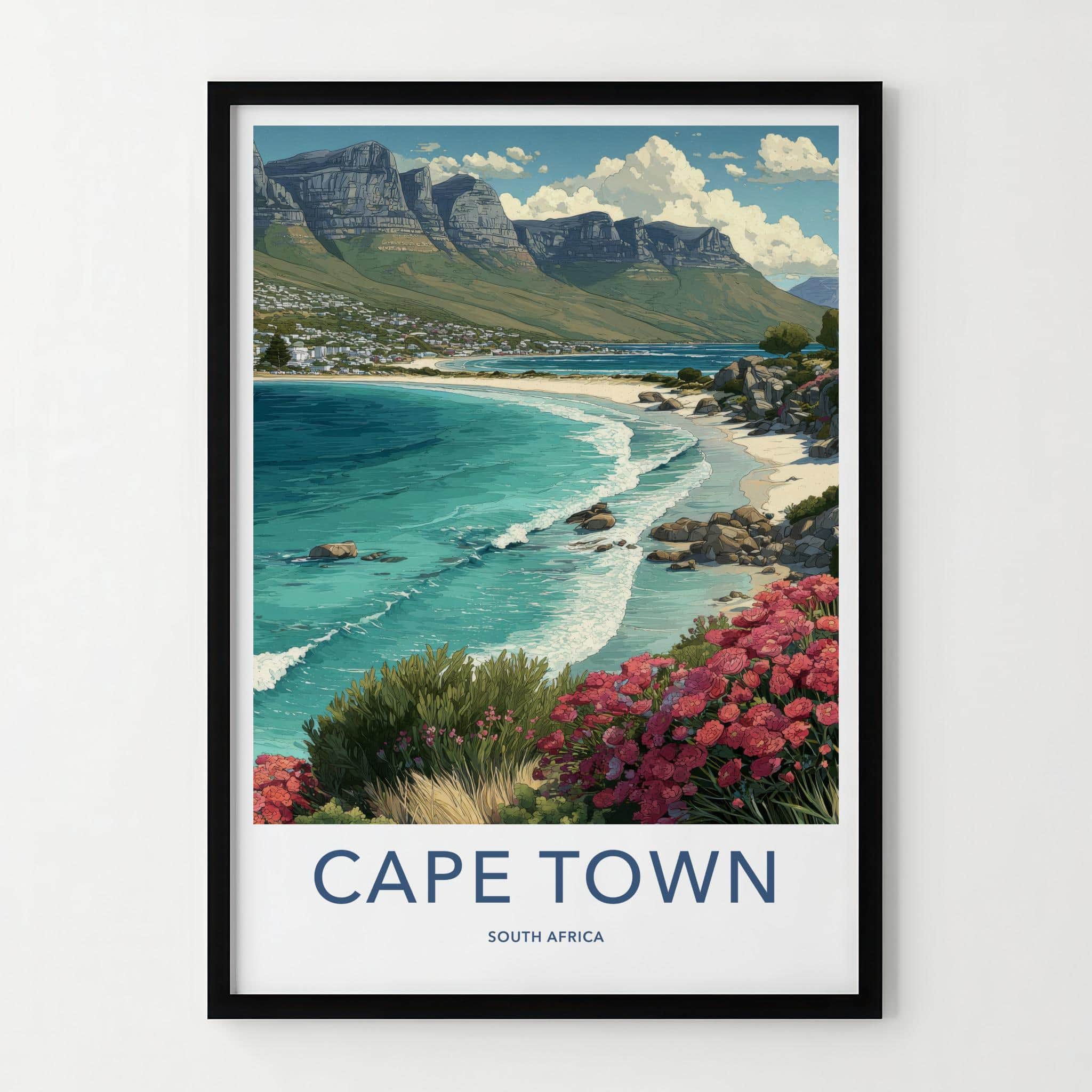 Cape Town Poster - South Africa Travel Print - Vibrant Floral Coast Wall Decor