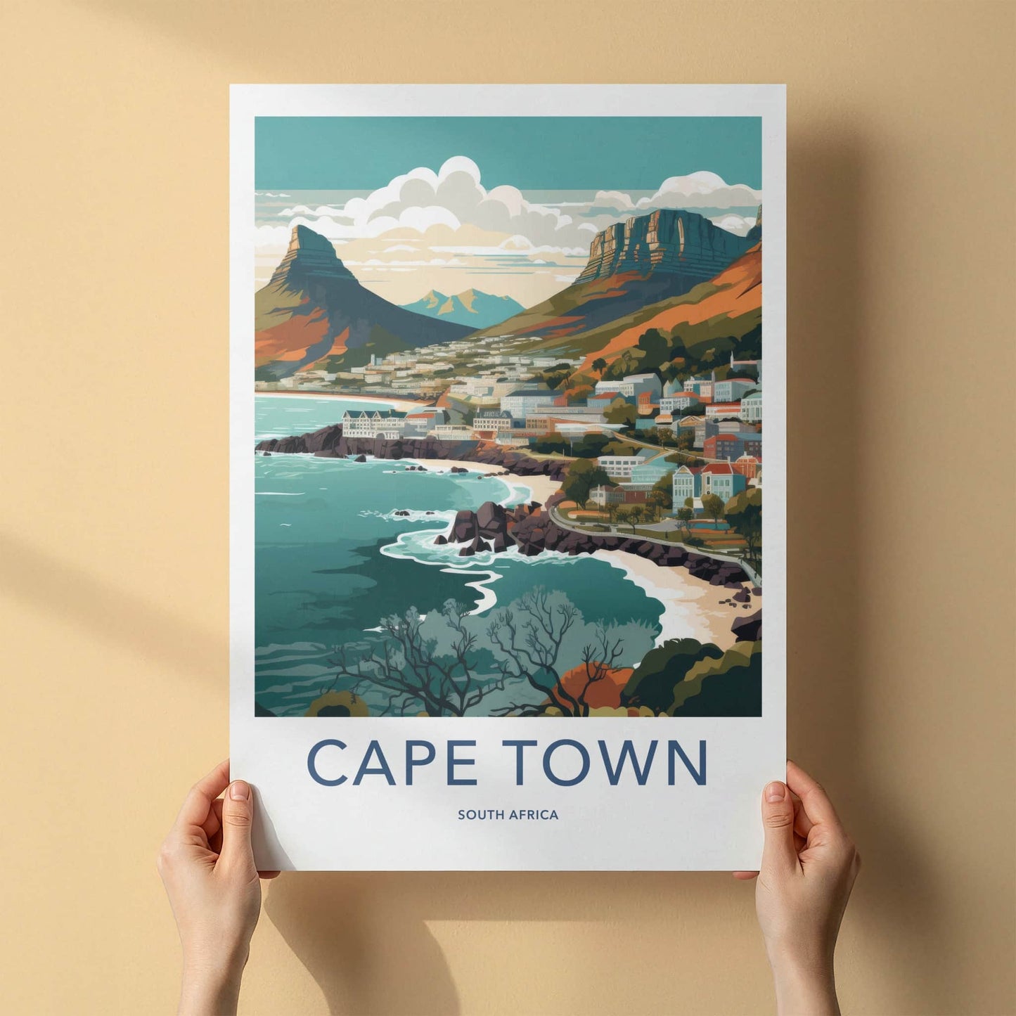 Cape Town Poster - South Africa Wall Art - Vibrant Coastal Panorama Home Decor