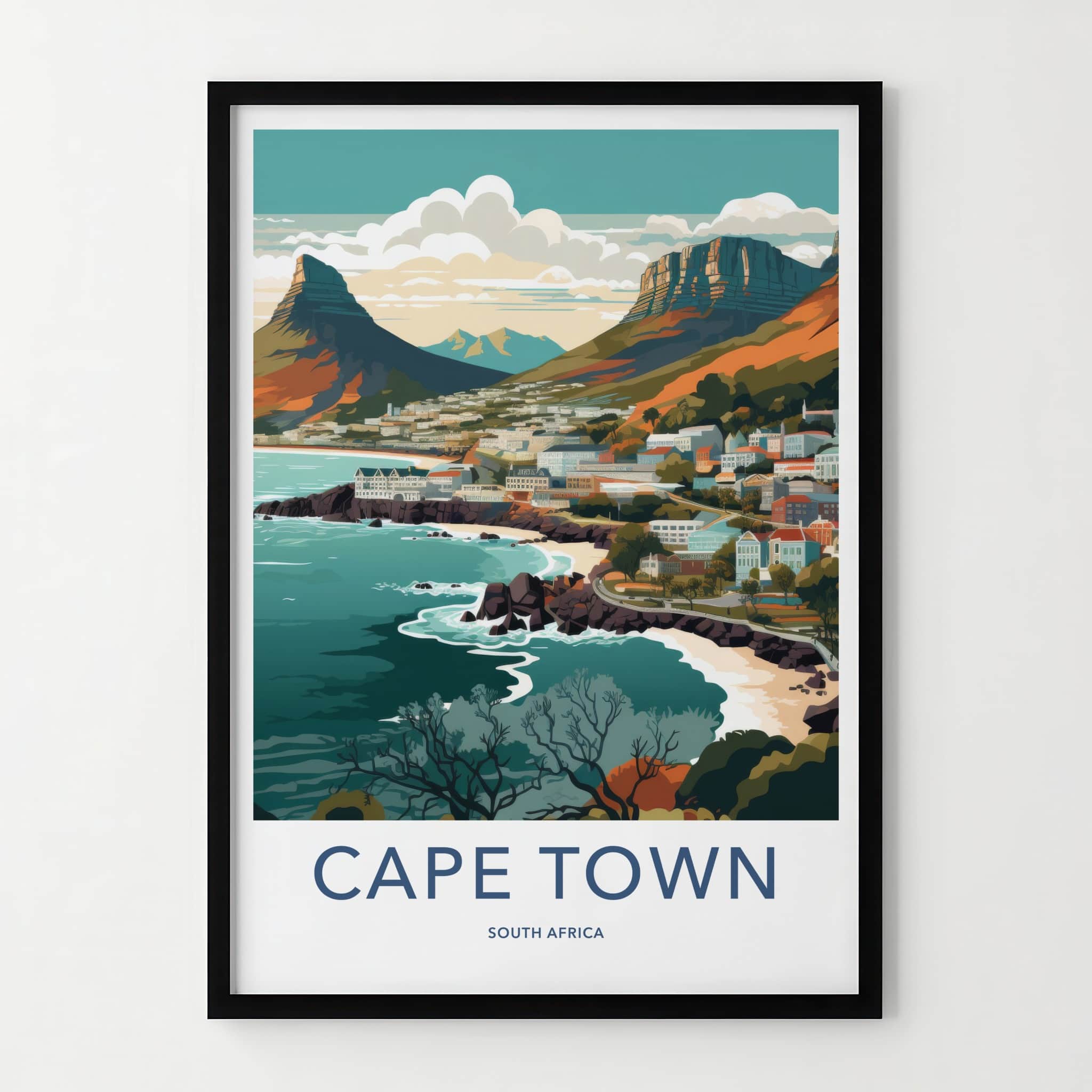 Cape Town Poster - South Africa Wall Art - Vibrant Coastal Panorama Home Decor