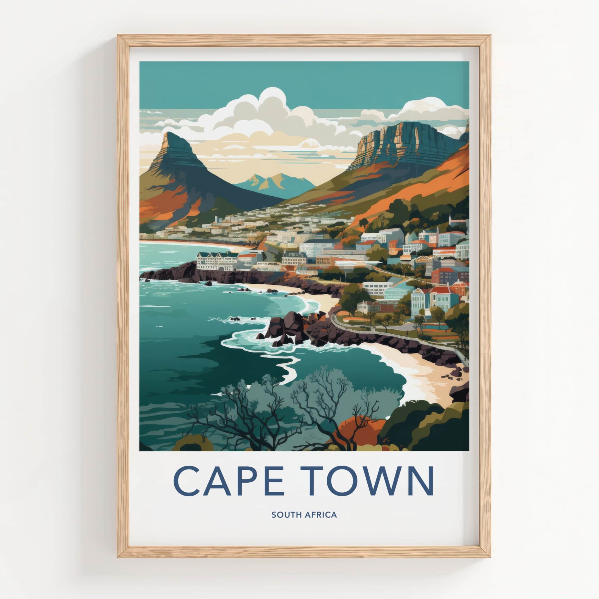 Cape Town Poster - South Africa Wall Art - Vibrant Coastal Panorama Home Decor