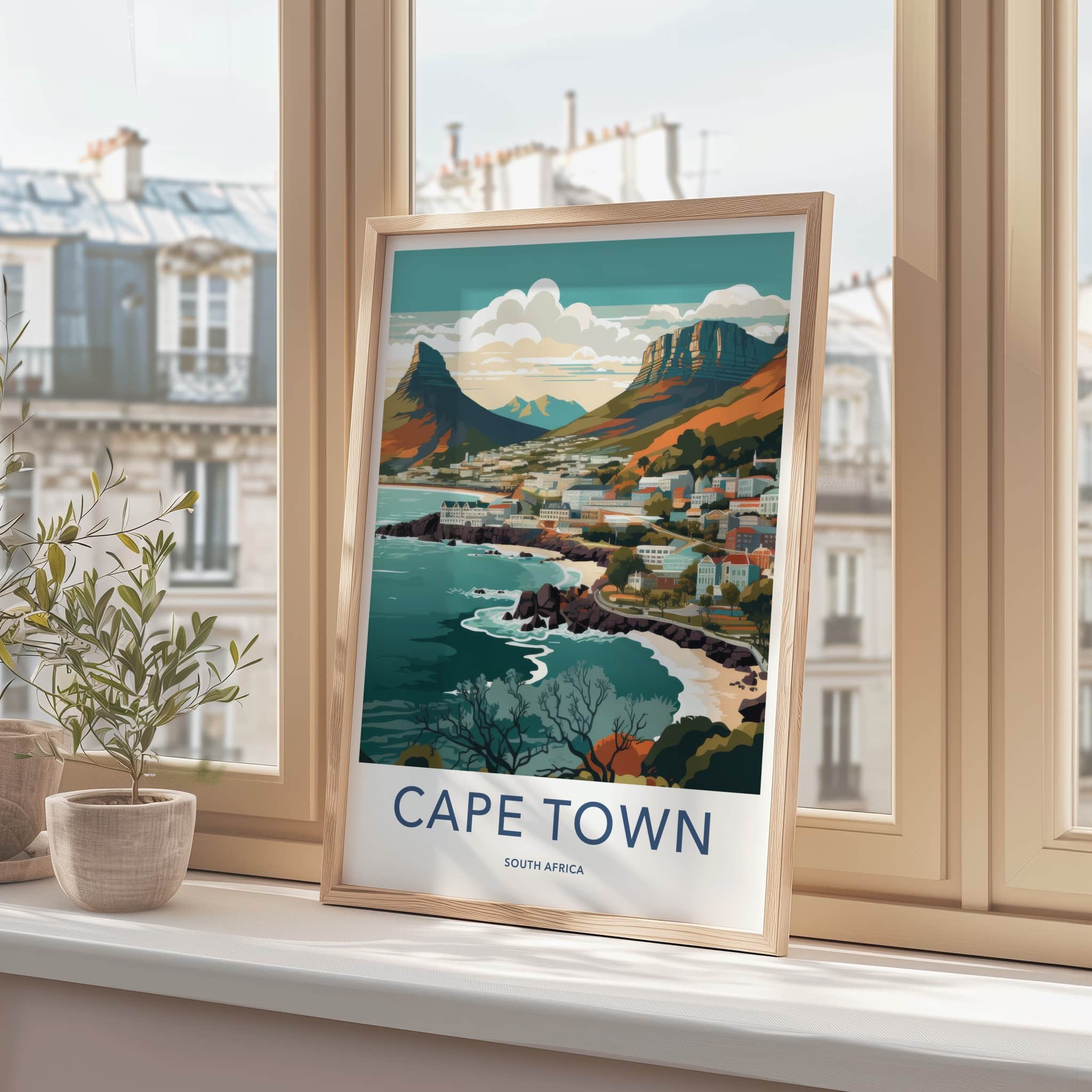 Cape Town Poster - South Africa Wall Art - Vibrant Coastal Panorama Home Decor