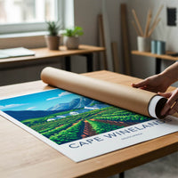 Cape Winelands Poster - South Africa Art Print - Vineyard Mountain Estate Gift