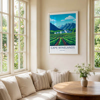 Cape Winelands Poster - South Africa Art Print - Vineyard Mountain Estate Gift