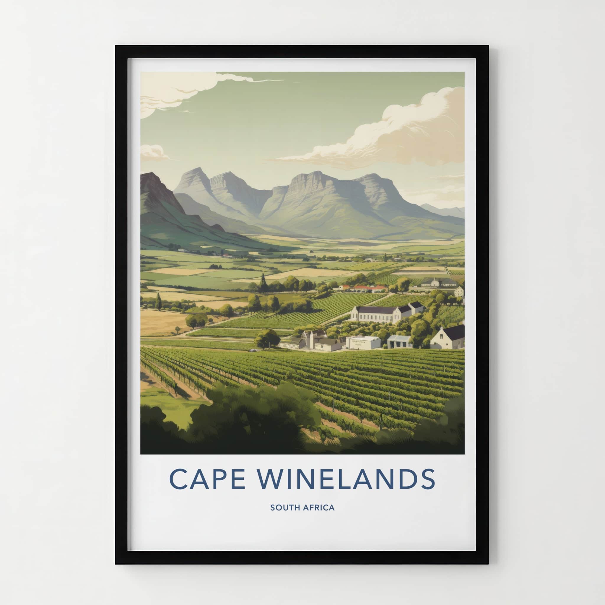 Cape Winelands Poster - South Africa Fine Art - Lush Vineyard Scenery Home Art