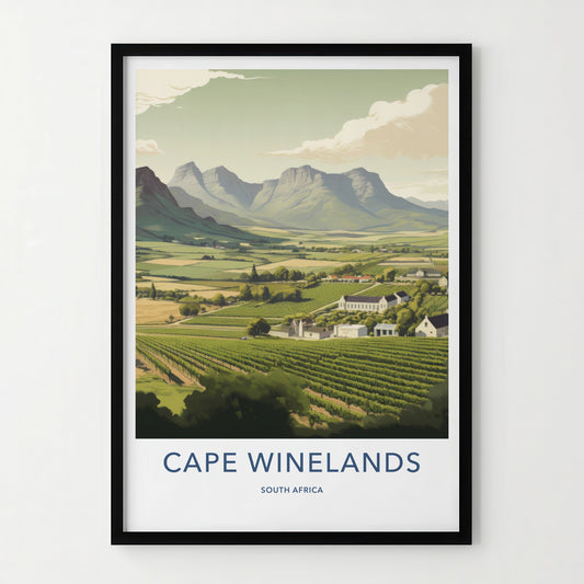 Cape Winelands Poster - South Africa Fine Art - Lush Vineyard Scenery Home Art