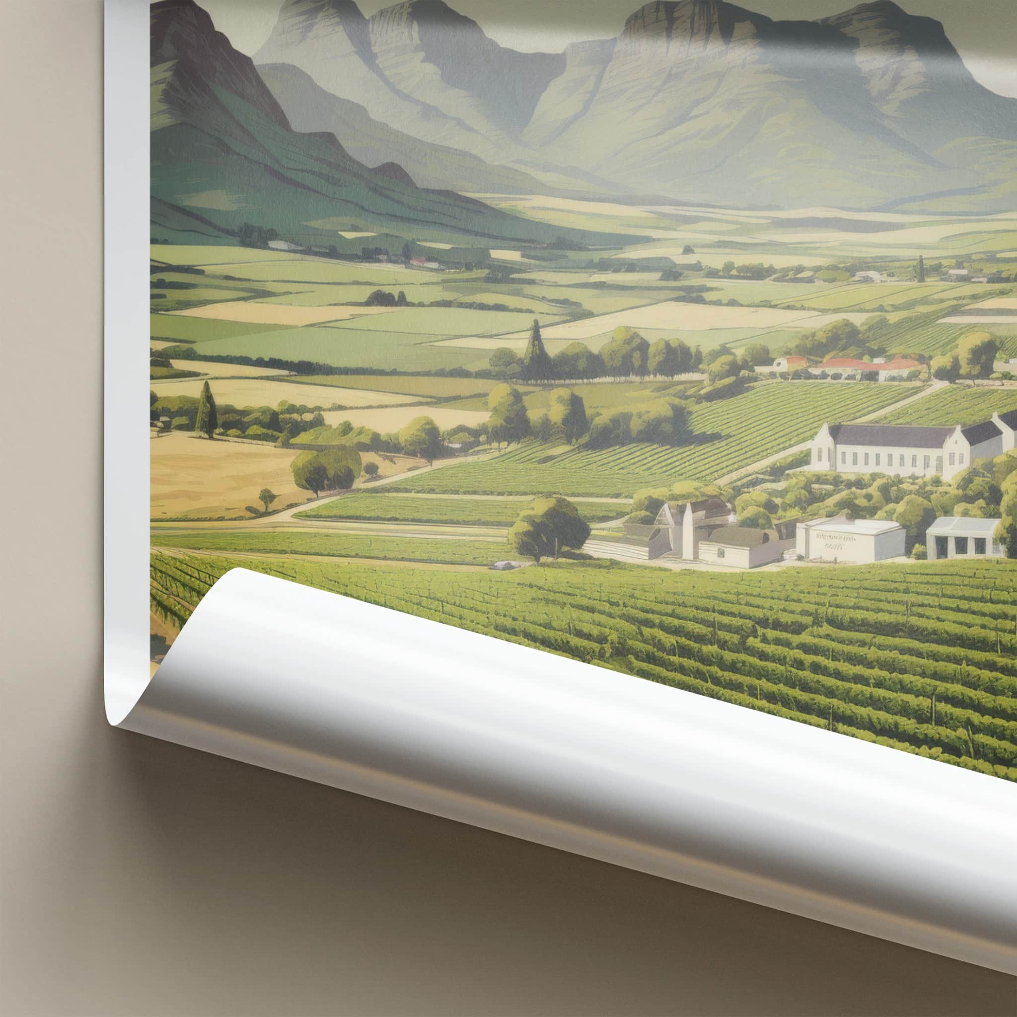 Cape Winelands Poster - South Africa Fine Art - Lush Vineyard Scenery Home Art