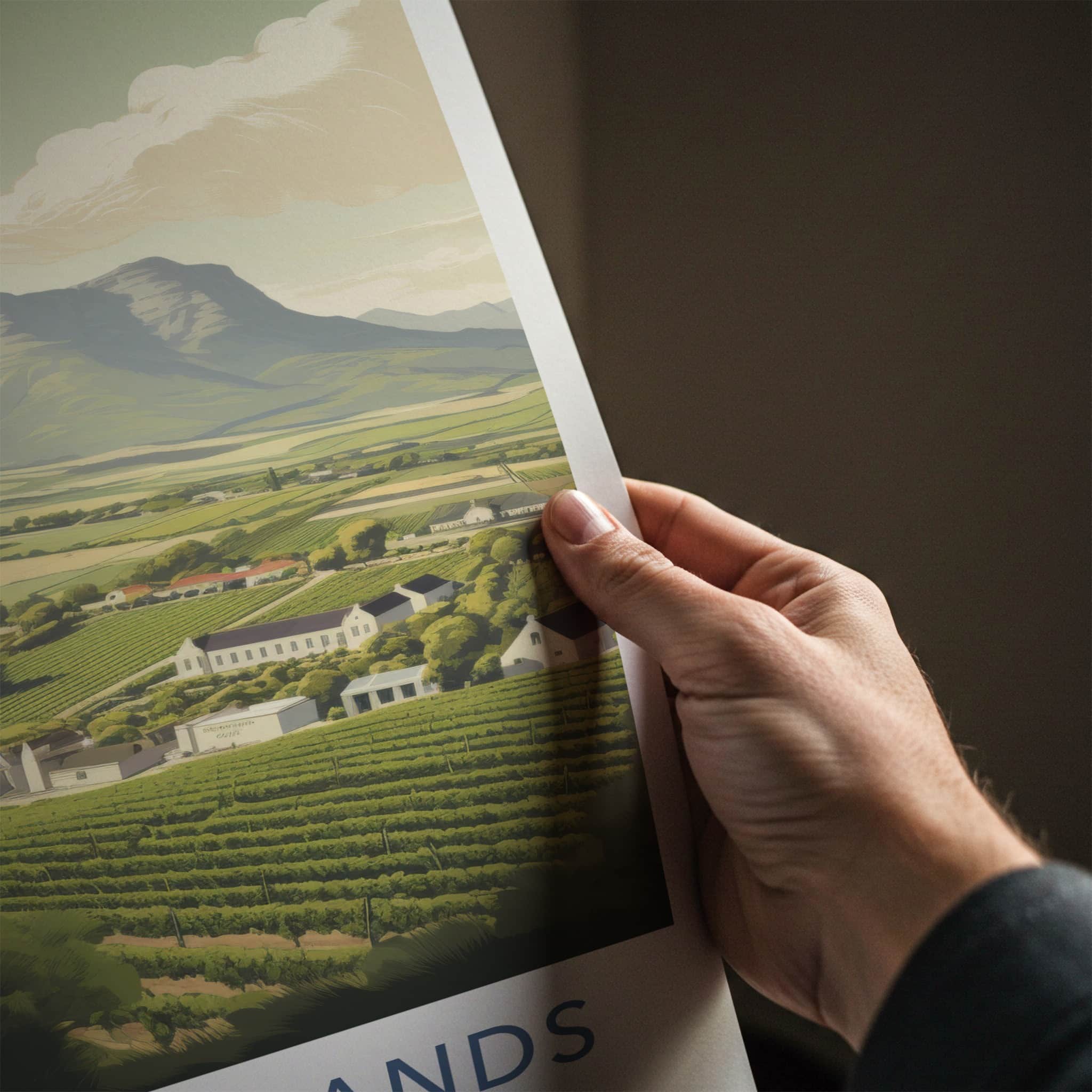 Cape Winelands Poster - South Africa Fine Art - Lush Vineyard Scenery Home Art