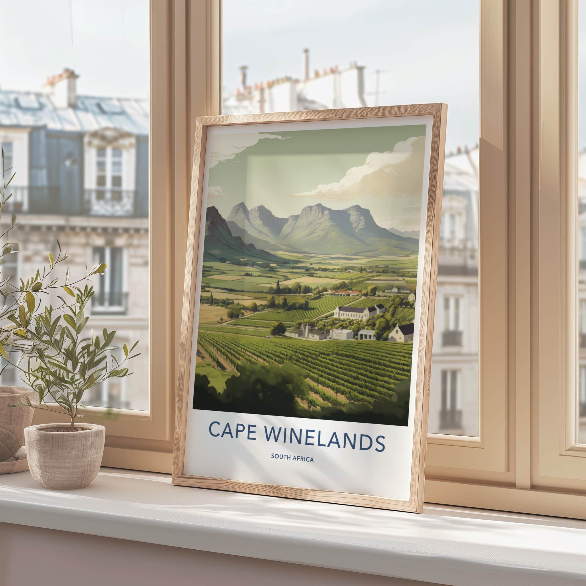 Cape Winelands Poster - South Africa Fine Art - Lush Vineyard Scenery Home Art