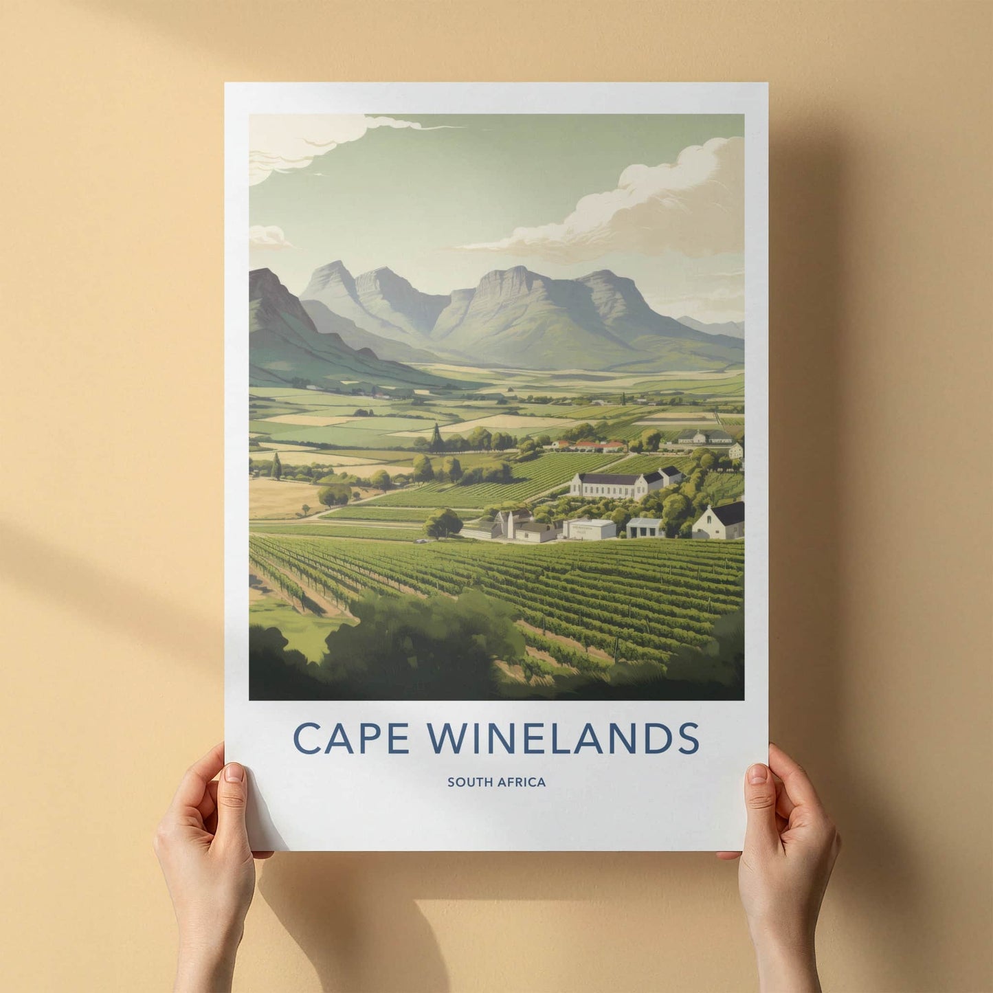 Cape Winelands Poster - South Africa Fine Art - Lush Vineyard Scenery Home Art