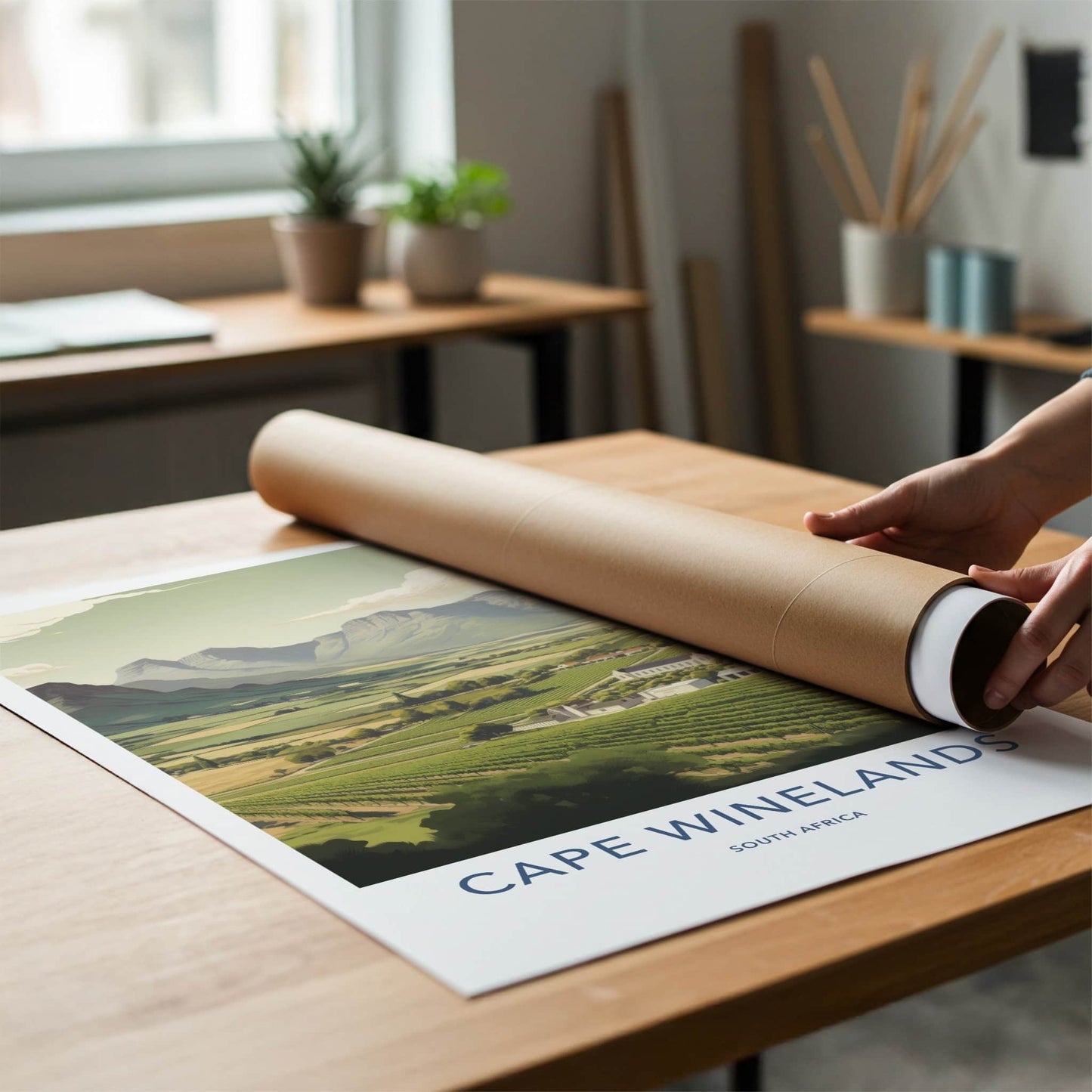 Cape Winelands Poster - South Africa Fine Art - Lush Vineyard Scenery Home Art