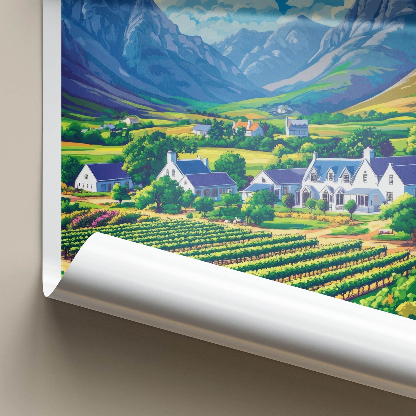 Cape Winelands Poster - South Africa Fine Art - Vibrant Vineyard Scene Gift