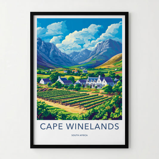Cape Winelands Poster - South Africa Fine Art - Vibrant Vineyard Scene Gift