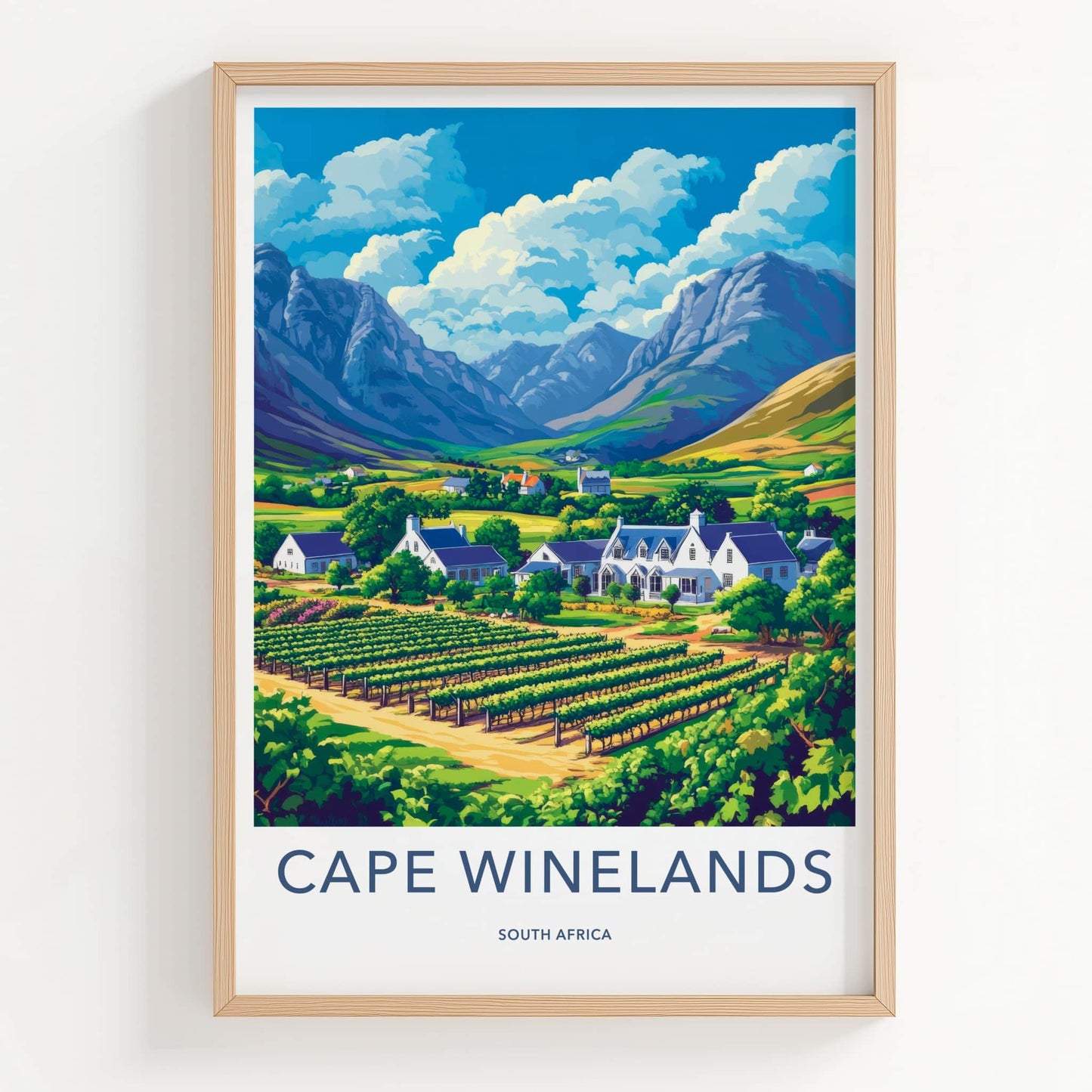 Cape Winelands Poster - South Africa Fine Art - Vibrant Vineyard Scene Gift