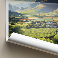 Cape Winelands Poster - South Africa Travel Art - Vineyard Valley Village Home Decor