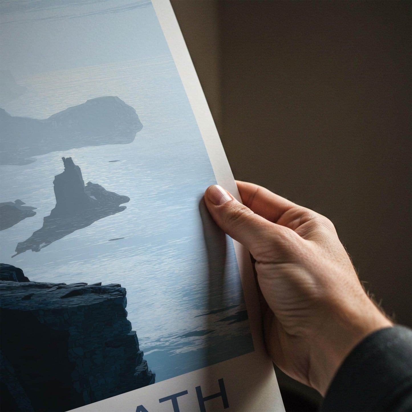 Cape Wrath Poster - Scotland Travel Art - Misty Cliffside View Home Decor