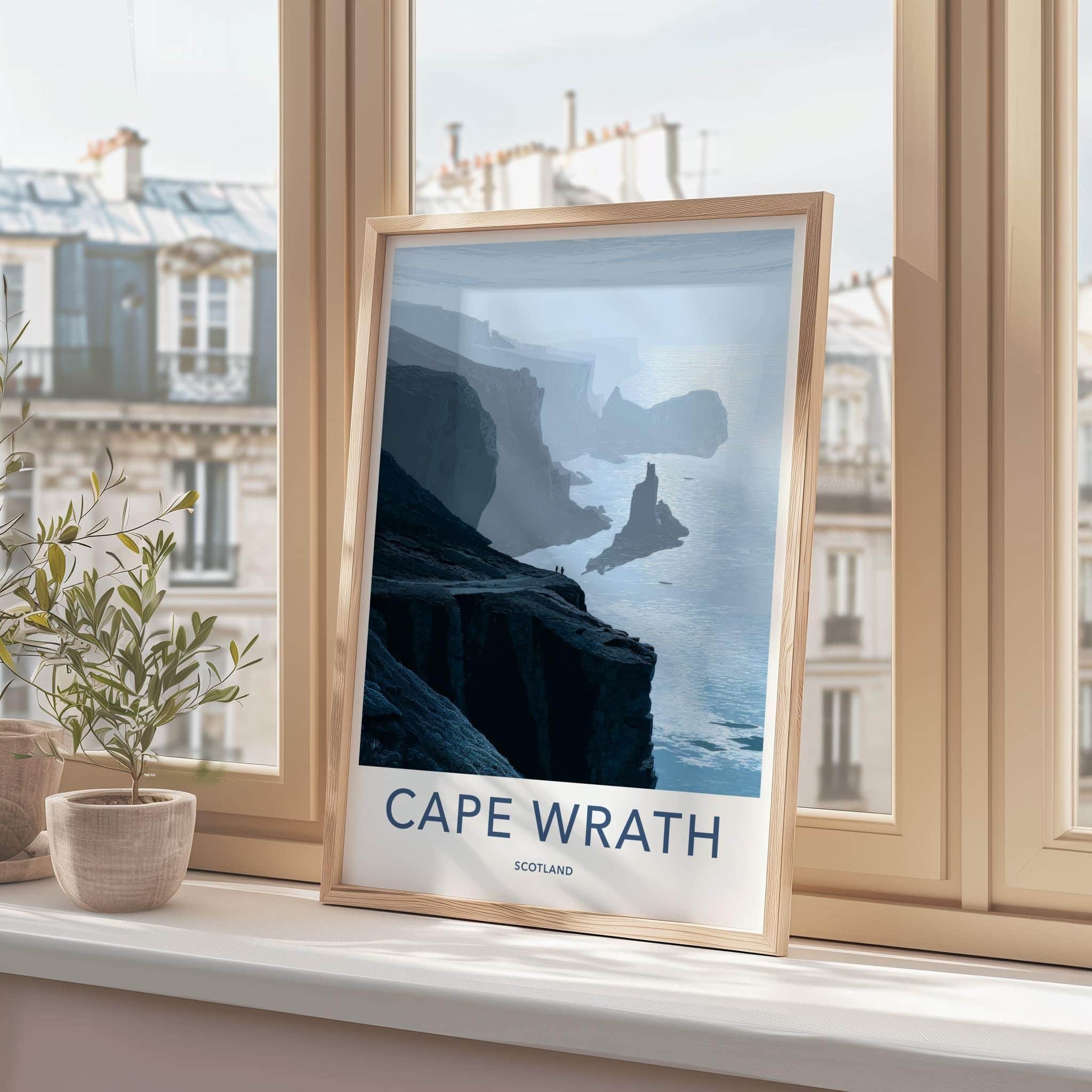 Cape Wrath Poster - Scotland Travel Art - Misty Cliffside View Home Decor