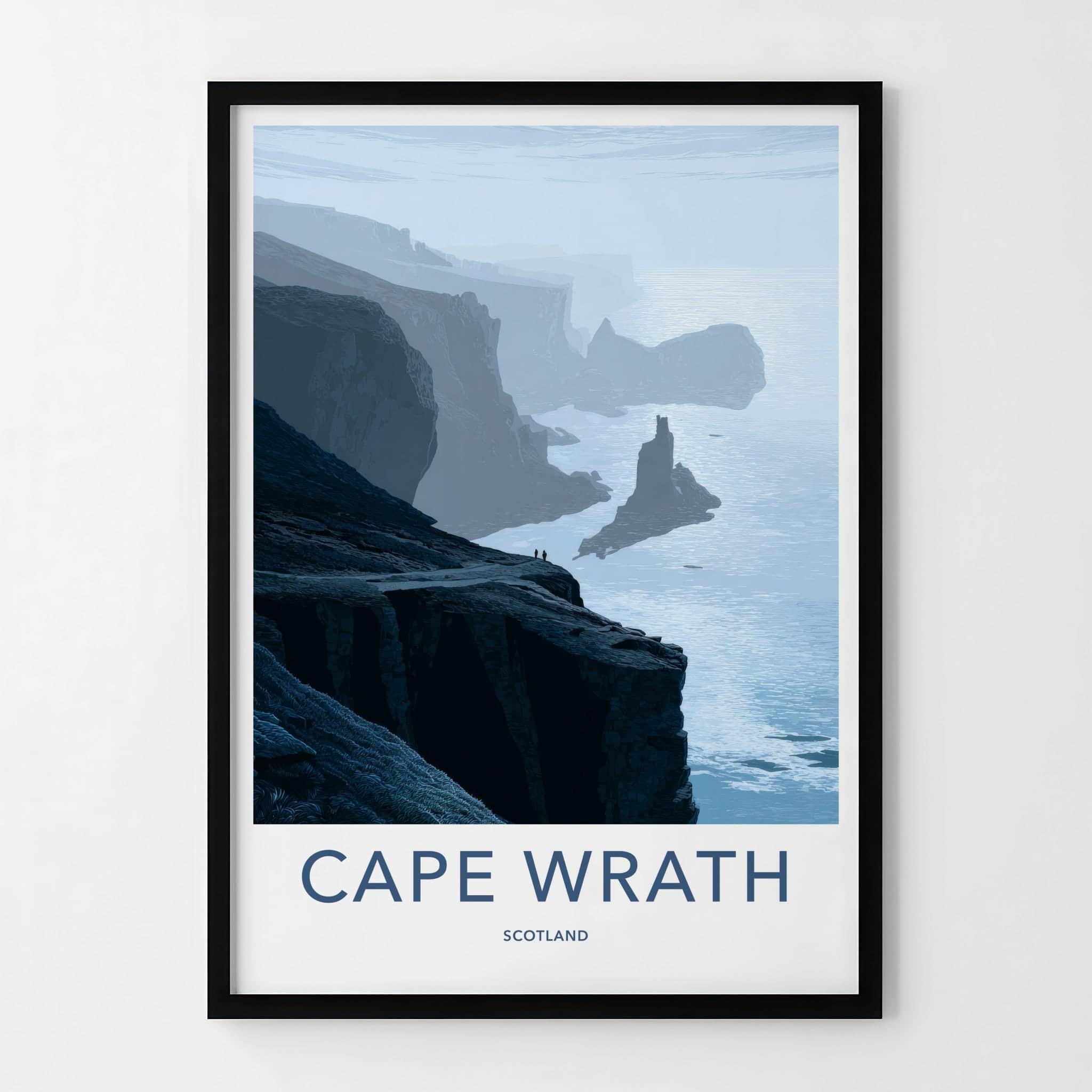 Cape Wrath Poster - Scotland Travel Art - Misty Cliffside View Home Decor