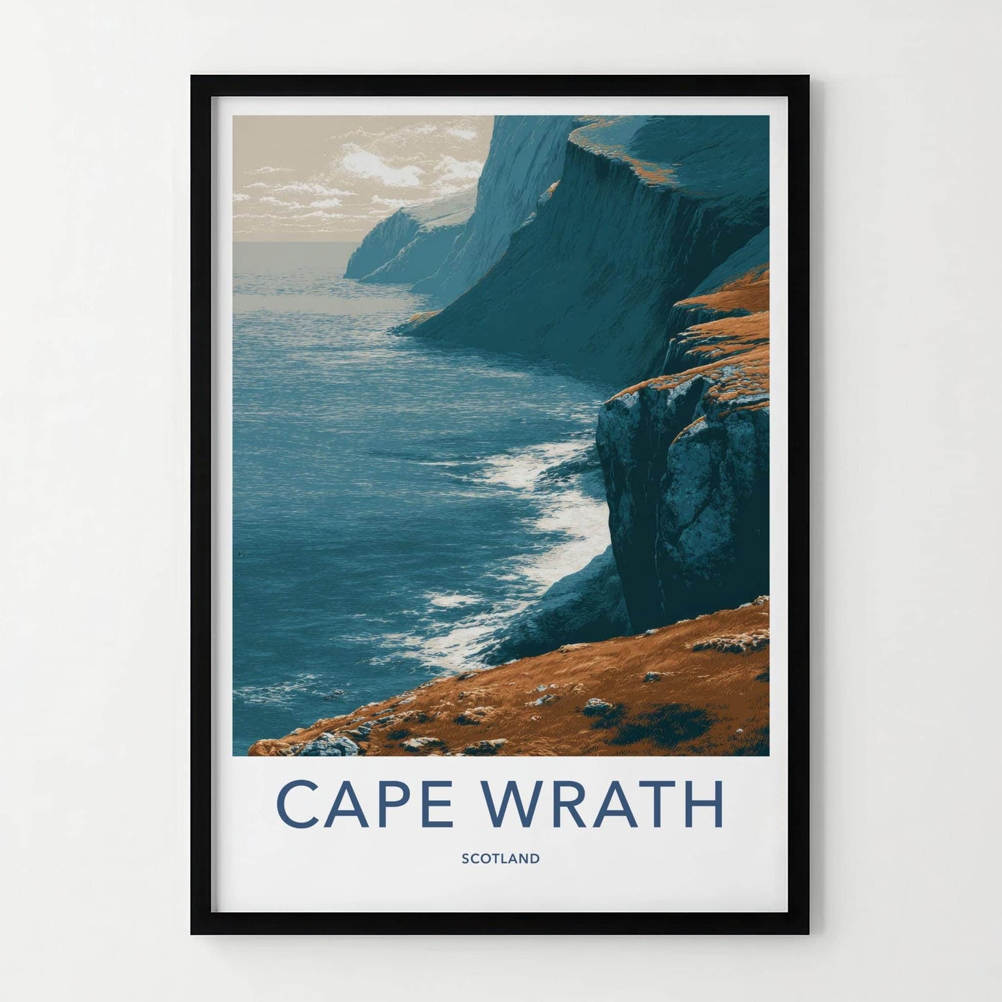 Cape Wrath Poster - Scotland Travel Art - Rugged Coastal Cliffs Wall Decor
