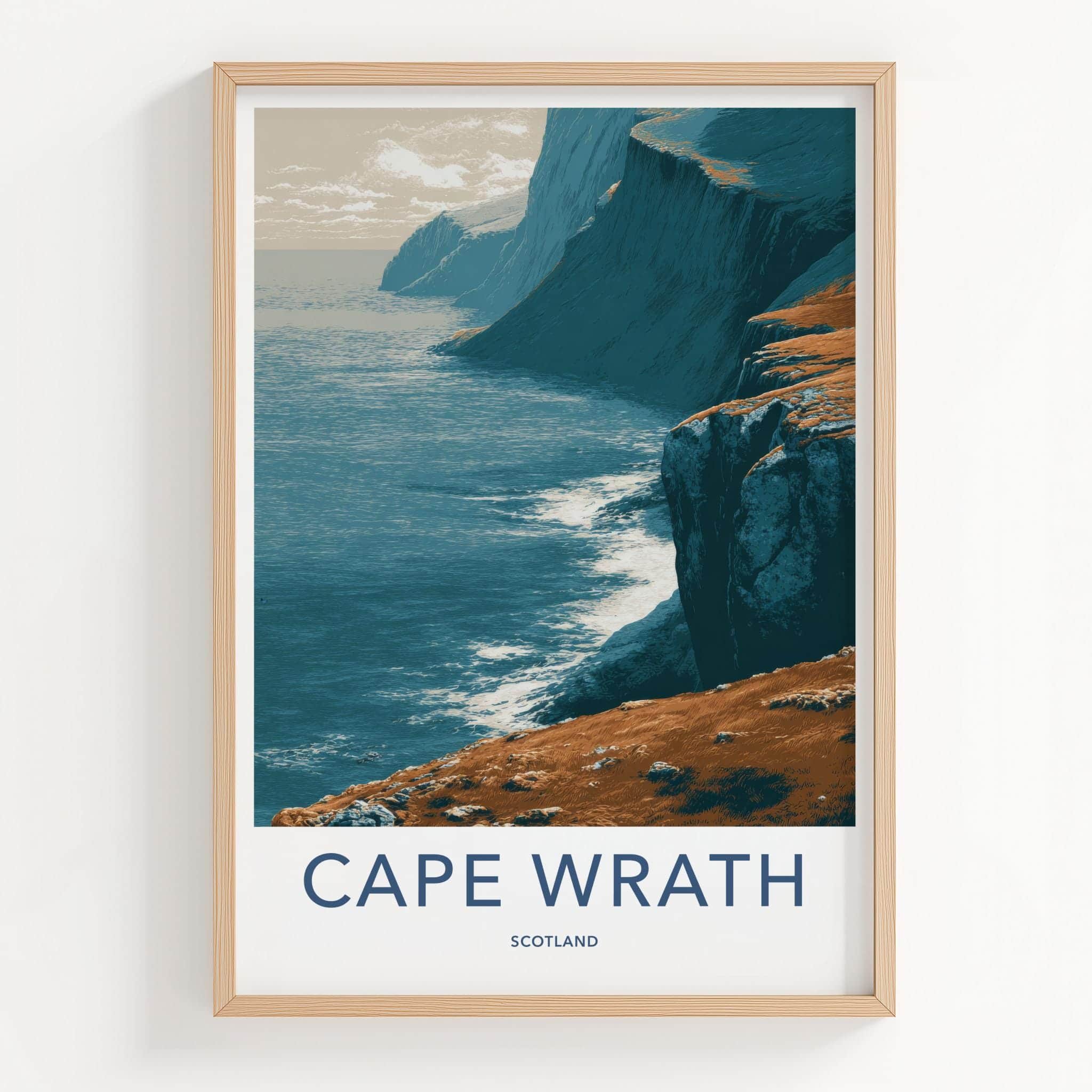 Cape Wrath Poster - Scotland Travel Art - Rugged Coastal Cliffs Wall Decor