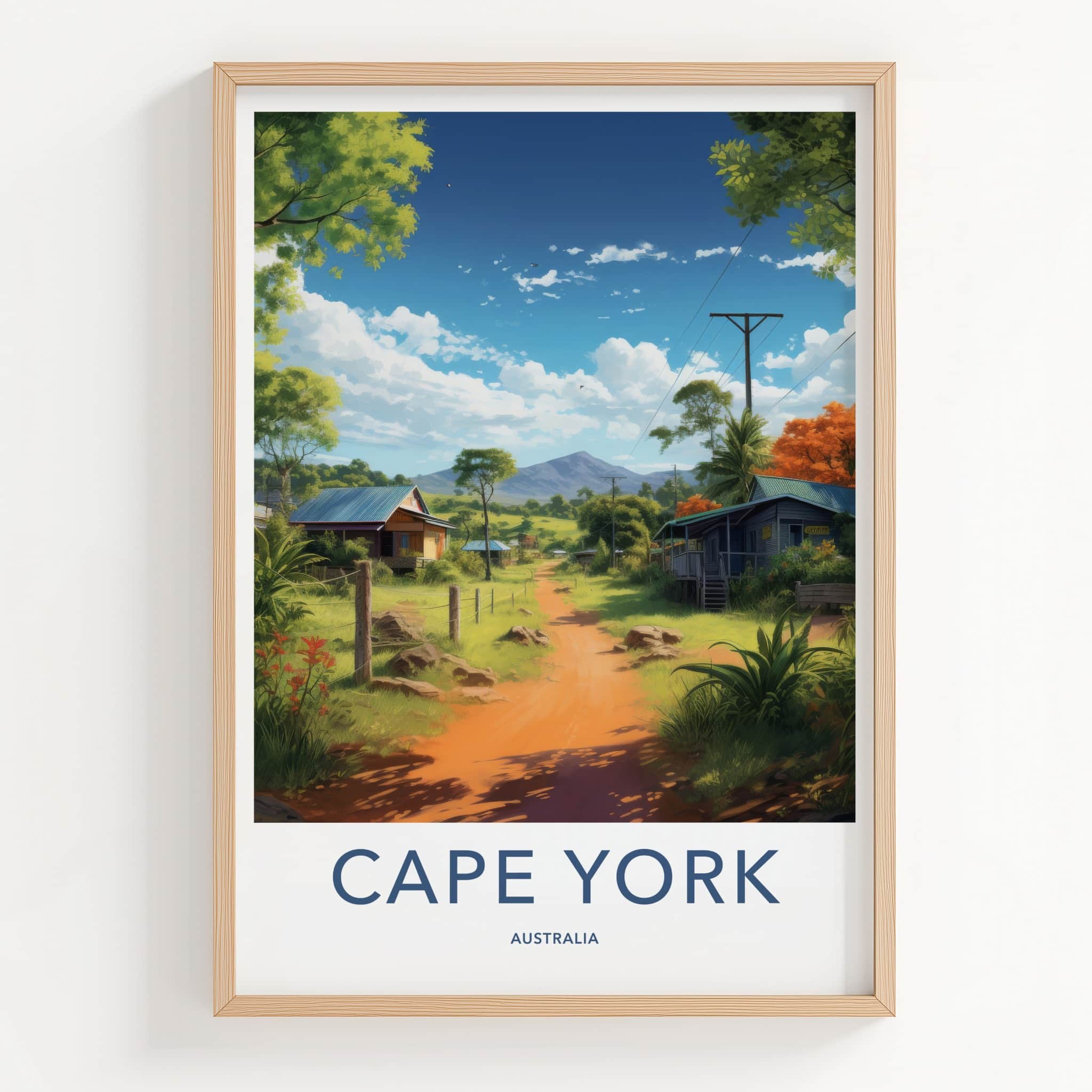 Cape York Poster - Australia Travel Art - Dirt Road Village Home Decor