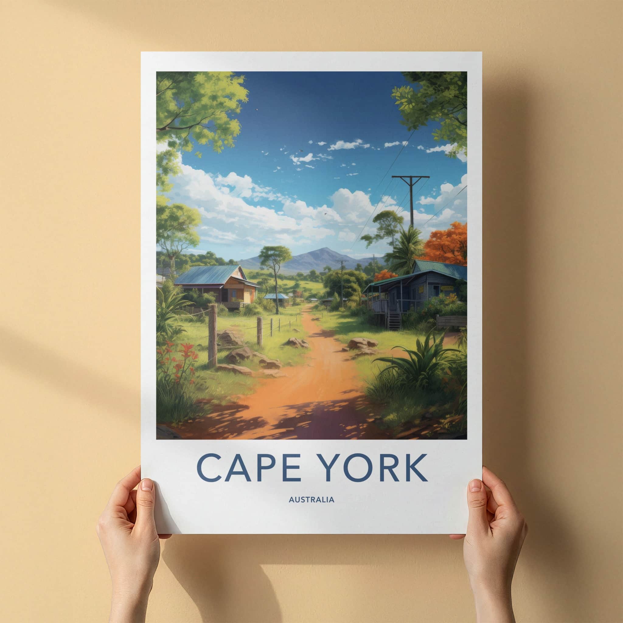 Cape York Poster - Australia Travel Art - Dirt Road Village Home Decor