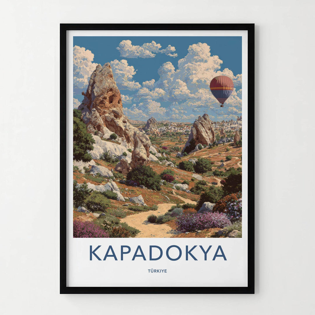Cappadocia Poster - Turkey Travel Art - Balloon Filled Valley Home Decor