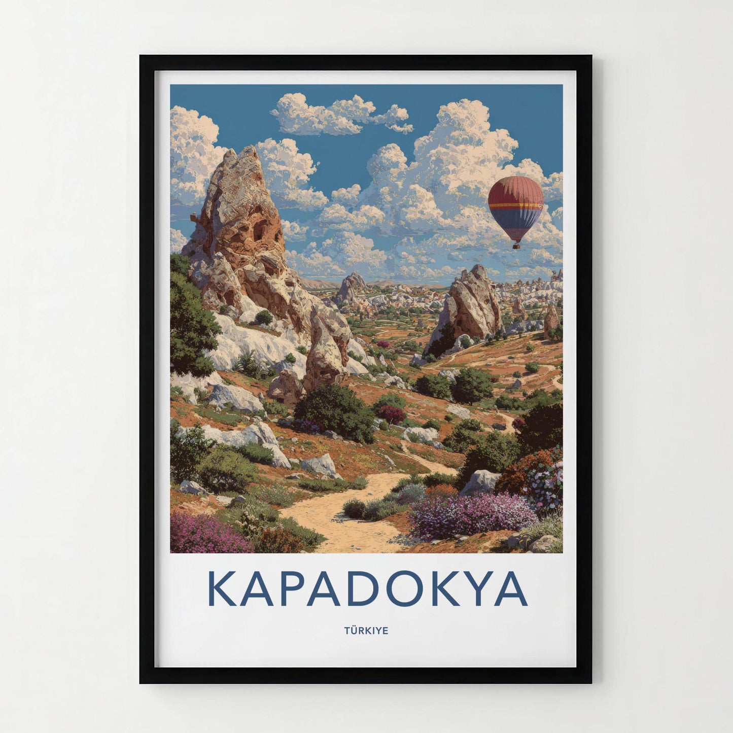 Cappadocia Poster - Turkey Travel Art - Balloon Filled Valley Home Decor