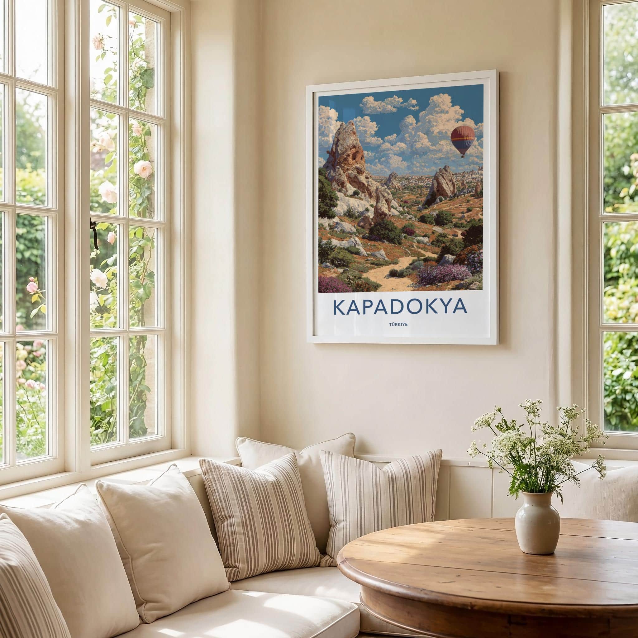 Cappadocia Poster - Turkey Travel Art - Balloon Filled Valley Home Decor