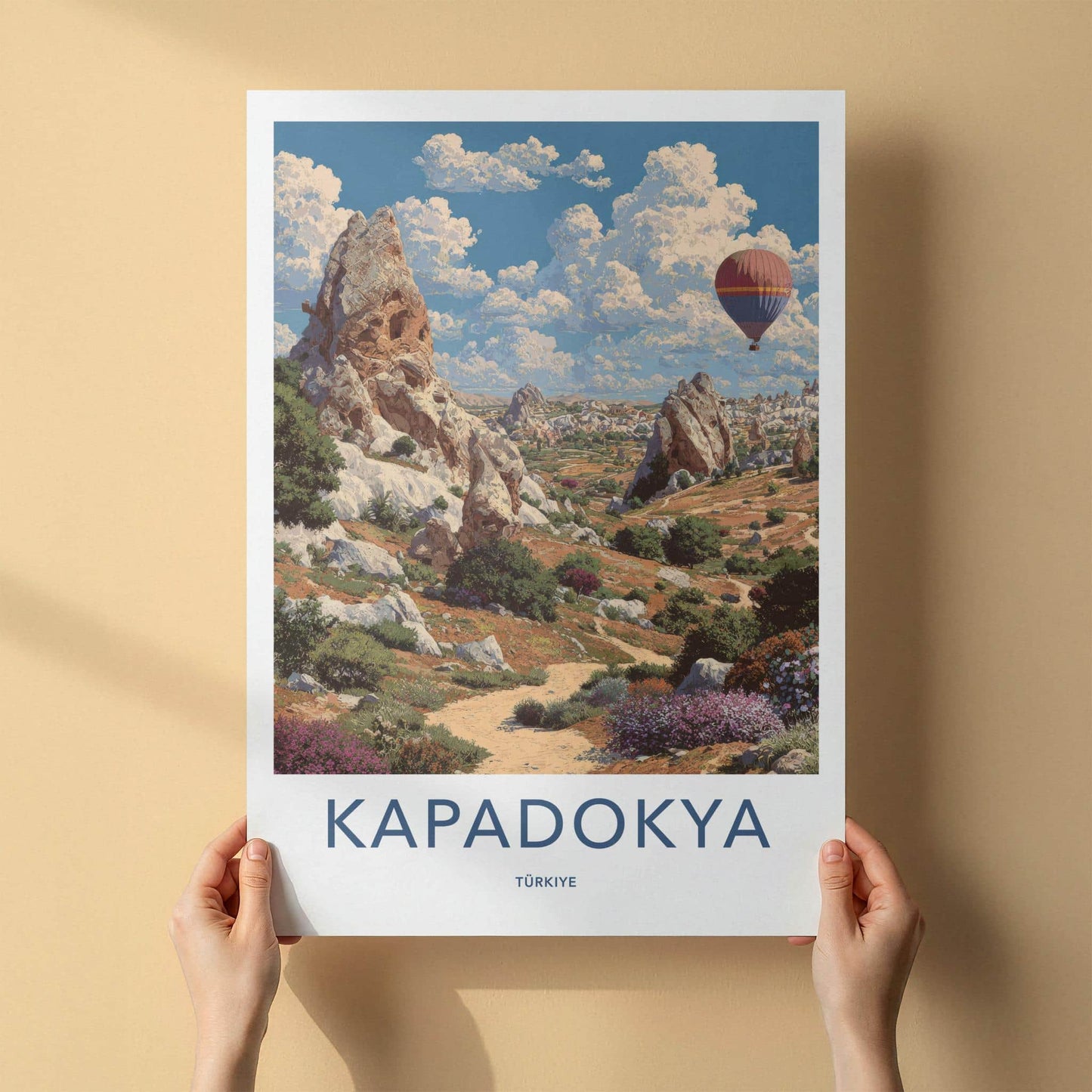 Cappadocia Poster - Turkey Travel Art - Balloon Filled Valley Home Decor