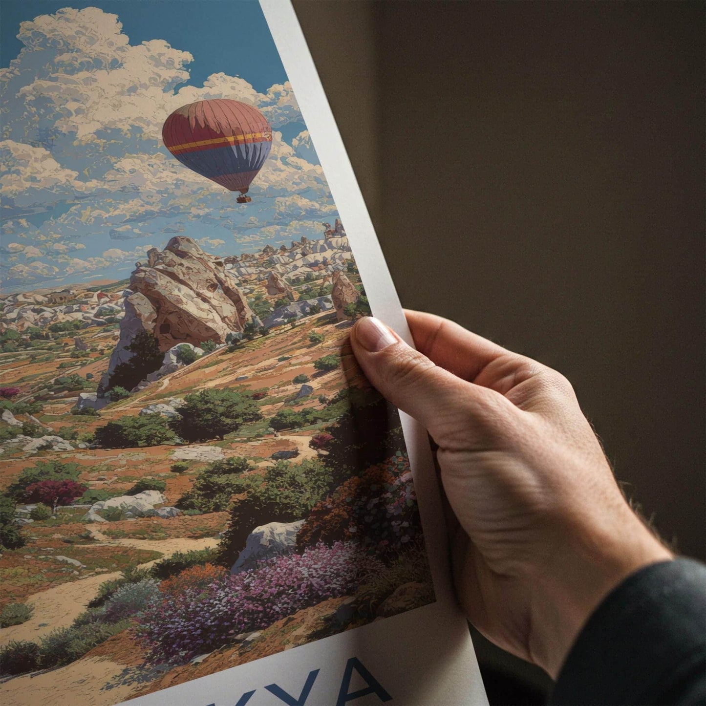 Cappadocia Poster - Turkey Travel Art - Balloon Filled Valley Home Decor