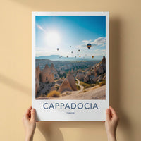 CAPPADOCIA Poster - Turkey Travel Art - Sunny Balloon Landscape Home Decor